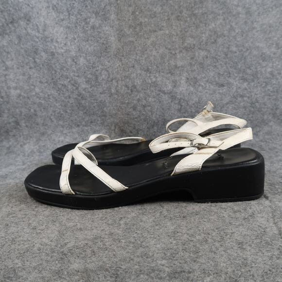 KB Company Shoes Womens 9 Sandal Strappy Block Heel Y2k 90s Open Toe Retro White - Picture 5 of 16